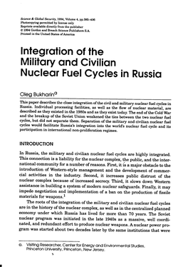 Integration of the Military and Civilian Nuclear Fuel Cycles in Russia