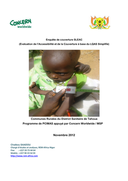 Rapport SLEAC Novembre 2012 -District De Tahoua