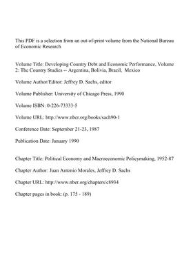 Political Economy and Macroeconomic Policymaking, 1952-87