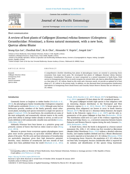 A Review of Host Plants of Callipogon (Eoxenus) Relictus Semenov