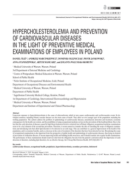 Hypercholesterolemia and Prevention Of