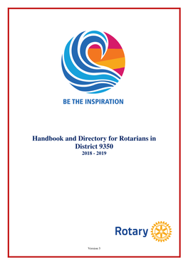Handbook and Directory for Rotarians in District 9350 2018 - 2019
