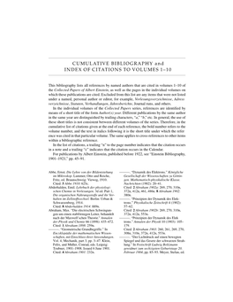 CUMULATIVE BIBLIOGRAPHY and INDEX of CITATIONS to VOLUMES 1–10