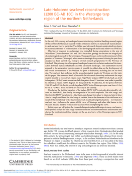 Late-•Holocene Sea-Level Reconstruction