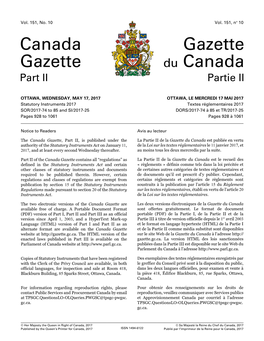 Canada Gazette, Part II