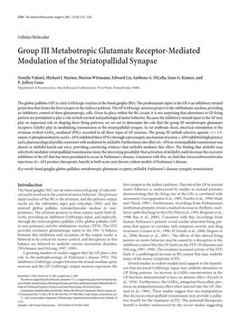 Group III Metabotropic Glutamate Receptor-Mediated Modulation of the Striatopallidal Synapse