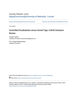 Controlled Vocabularies Versus Social Tags: a Brief Literature Review