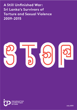 Sri Lanka's Survivors of Torture and Sexual Violence 2009-2015