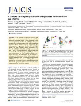 16. a Unique Cis-3-Hydroxy-L-Proline Dehydratase in the Enolase Superfamily