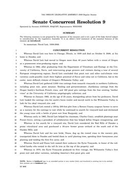 Senate Concurrent Resolution 9 Sponsored by Senators JOHNSON, BOQUIST, Representative WEIDNER
