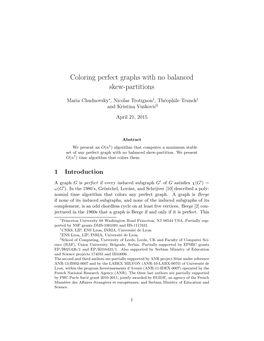 Coloring Perfect Graphs with No Balanced Skew-Partitions