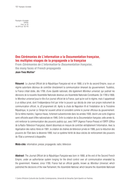 Des Cérémonies De L'information a La Documentation Française, Les