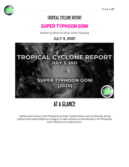 Tropical Cyclone Report Super Typhoon Goni