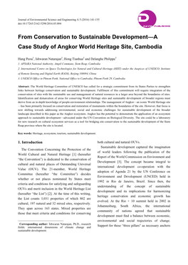 From Conservation to Sustainable Development—A Case Study of Angkor World Heritage Site, Cambodia