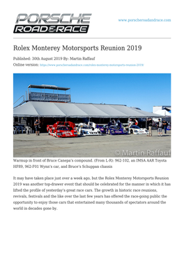 Rolex Monterey Motorsports Reunion 2019