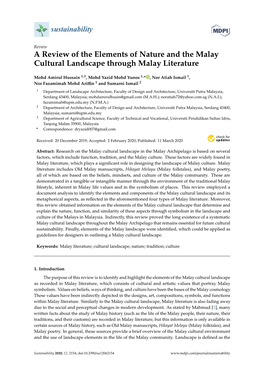 A Review of the Elements of Nature and the Malay Cultural Landscape Through Malay Literature