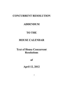 Concurrent Resolution Addendum to the House