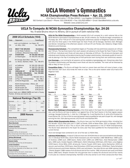 UCLA Women's Gymnastics NCAA Championships Press Release • Apr