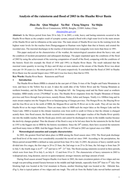 Analysis of the Rainstorm and Flood of 2003 in the Huaihe River Basin