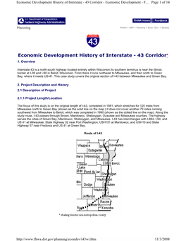 Economic Development History of Interstate - 43 Corridor - Economic Development - F