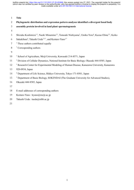 Title Phylogenetic Distribution and Expression Pattern Analyses