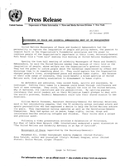 Press Release United Nations Department of Public Information • News and Media Services Division • New York