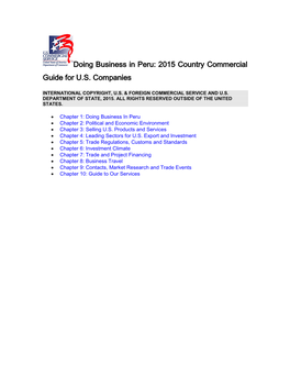 Doing Business in Peru: 2015 Country Commercial