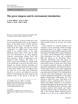 The Green Sturgeon and Its Environment: Introduction