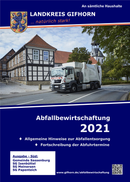 Abfallbewirtschaftung 2021  Allgemeine Hinweise Zur Abfallentsorgung  Fortschreibung Der Abfuhrtermine