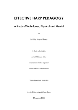 Effective Harp Pedagogy