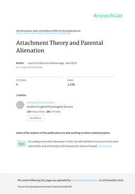 Attachment Theory and Parental Alienation