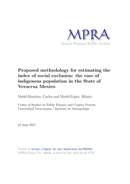 Proposed Methodology for Estimating the Index of Social Exclusion: the Case of Indigenous Population in the State of Veracruz Mexico