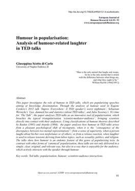 Analysis of Humour-Related Laughter in TED Talks