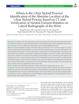 Identification of the Absolute Location of the Ulnar Styloid Process Based