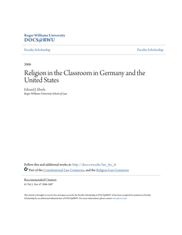 Religion in the Classroom in Germany and the United States Edward J