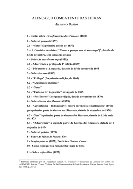 Em Aproximadamente Vinte Anos De Carreira Literária, José De Alencar