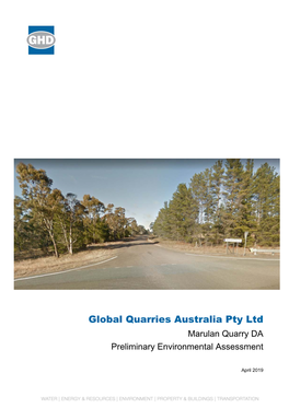 Global Quarries Australia Pty Ltd Marulan Quarry DA Preliminary Environmental Assessment