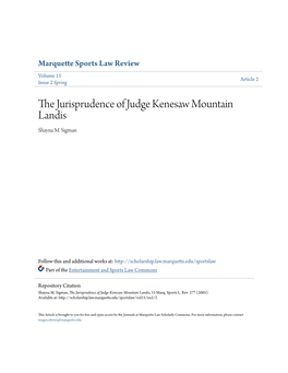 The Jurisprudence of Judge Kenesaw Mountain Landis, 15 Marq