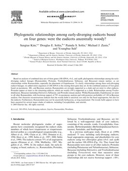 Phylogenetic Relationships Among Early-Diverging Eudicots Based on Four Genes: Were the Eudicots Ancestrally Woody?