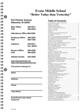 Evans Middle School “Better Today Than Yesterday”