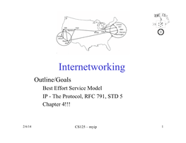 Internetworking Outline/Goals Best Effort Service Model IP - the Protocol, RFC 791, STD 5 Chapter 4!!!