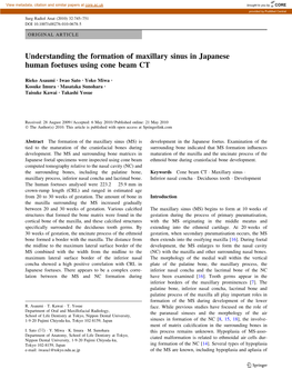 Understanding the Formation of Maxillary Sinus in Japanese Human Foetuses Using Cone Beam CT