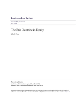 The Erie Doctrine in Equity, 60 La