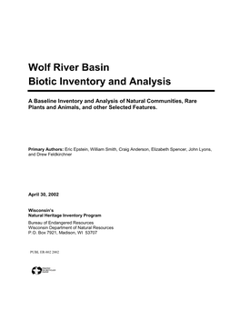 Wolf River Basin Biotic Inventory and Analysis Report