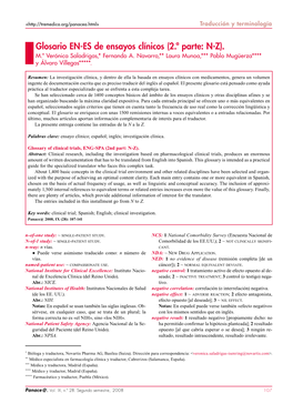 Glosario EN-ES De Ensayos Clínicos (2.ª Parte: N-Z)