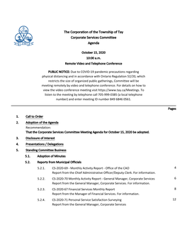 Corporate Services Committee Agenda