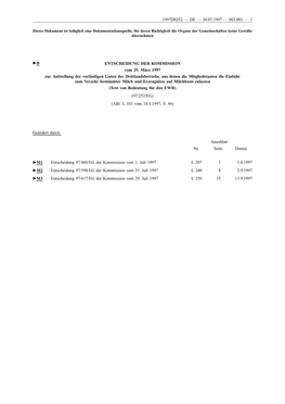 ENTSCHEIDUNG DER KOMMISSION Vom 25. März 1997 Zur Aufstellung