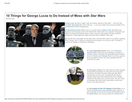 10 Things for George Lucas to Do Instead of Mess with Star Wars