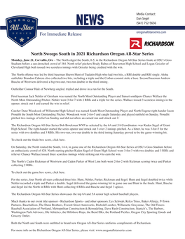 For Immediate Release North Sweeps South in 2021 Richardson
