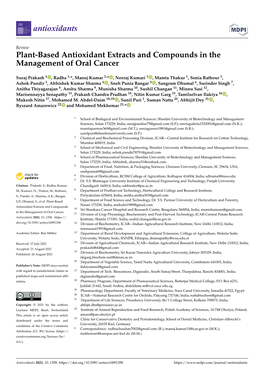 Plant-Based Antioxidant Extracts and Compounds in the Management of Oral Cancer